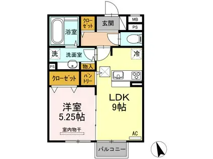 ロイジェントパークス広野 J(1LDK/1階)の間取り写真