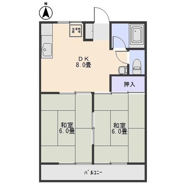 ハイツ寿A(2DK/2階)の間取り写真