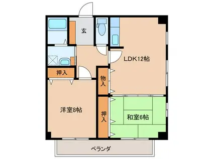 メゾンクレール(2LDK/2階)の間取り写真