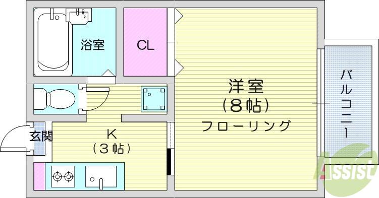 連坊エステート(1K/1階)の間取り写真