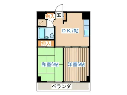 八本松マンション(2DK/14階)の間取り写真