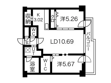 レジデンス709C(2LDK/5階)の間取り写真