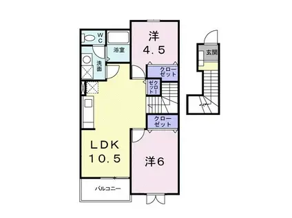 ノエルエスポワールB(2LDK/2階)の間取り写真