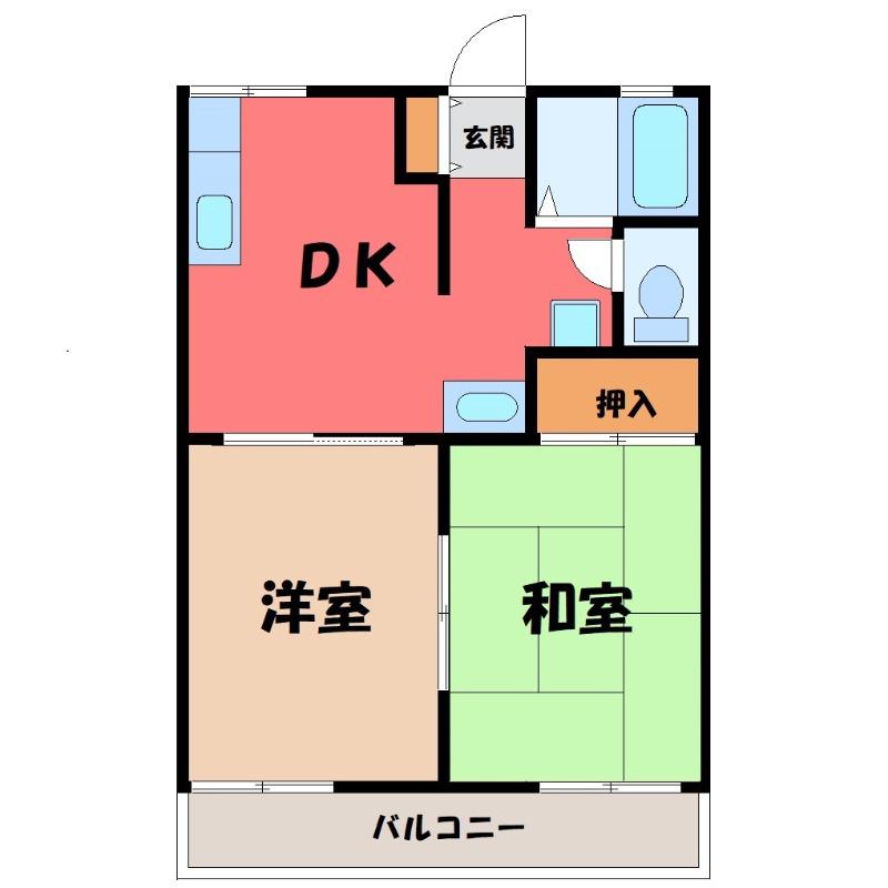 パルコA(2DK/1階)の間取り写真