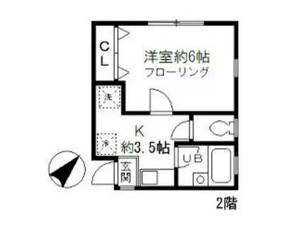 SUGI HOUSE(ワンルーム/2階)の間取り写真