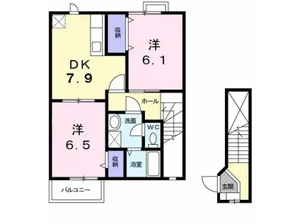 エクセレント小島(2DK/2階)の間取り写真