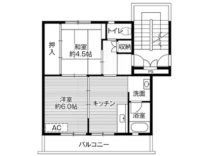 ビレッジハウス門田2号棟(2DK/2階)の間取り写真