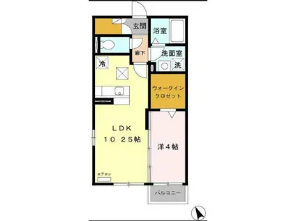 レセンテ野川B棟(1LDK/1階)の間取り写真