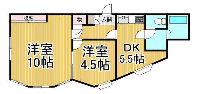 ホルム夙川(2DK/1階)の間取り写真