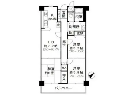 光洋レジデンス(3LDK/3階)の間取り写真