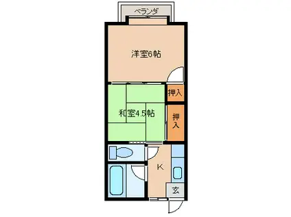 フラワーハイツ(2K/1階)の間取り写真