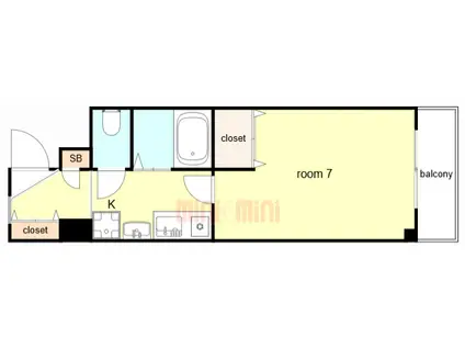 バッハレジデンス神戸ウエスト(1K/5階)の間取り写真