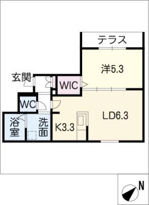 LIVION川名(1LDK/1階)の間取り写真