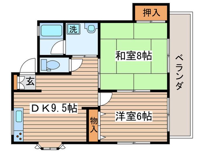 エスティオ(2DK/2階)の間取り写真