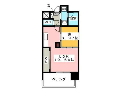 エステートモア天神マリーナ(1LDK/15階)の間取り写真