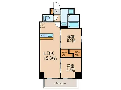 博多グランドレジデンス(2LDK/2階)の間取り写真