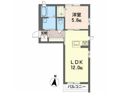 メゾンクレスト(1LDK/2階)の間取り写真