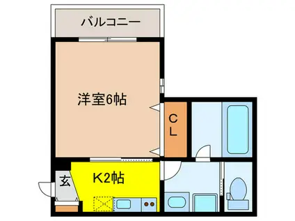 石橋3丁目(1K/1階)の間取り写真