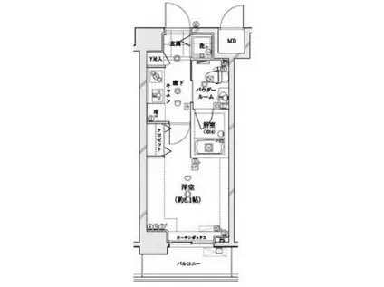 ガリシア浜松町(1K/10階)の間取り写真