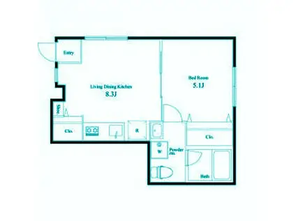 ヴィラ西六郷(1LDK/1階)の間取り写真