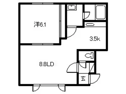 アヴァンティ(1LDK/2階)の間取り写真
