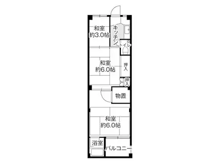 ビレッジハウス下更地2号棟(3K/4階)の間取り写真