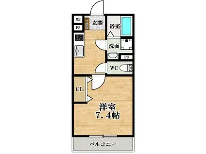 EXハイツ東新町II(1K/1階)の間取り写真