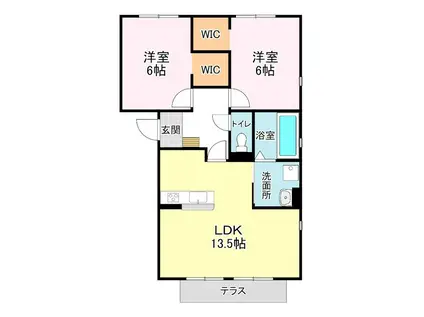 FOREST MAISON南草津 N・E(2LDK/1階)の間取り写真