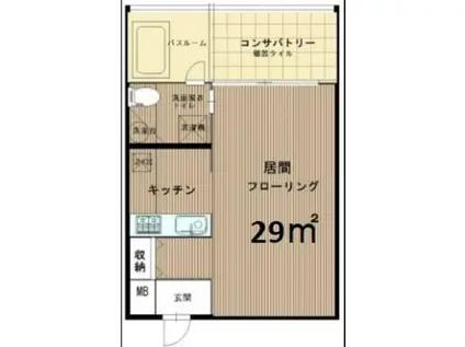 GARDENS FLAT(ワンルーム/3階)の間取り写真