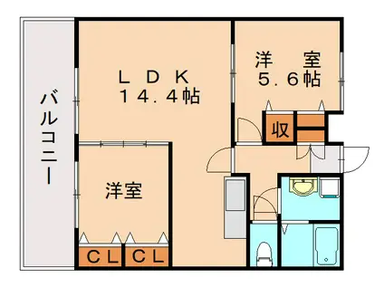 ウイング福重(2LDK/4階)の間取り写真