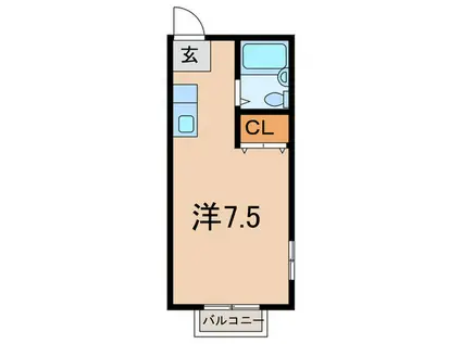 ハイツイケノ(ワンルーム/2階)の間取り写真