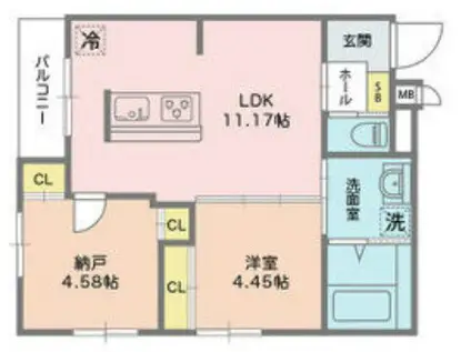 ヴェルデ大森(2LDK/1階)の間取り写真