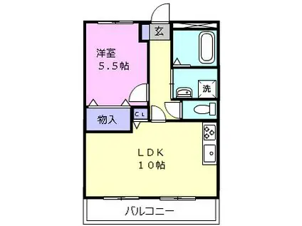 メゾンウィング(1LDK/2階)の間取り写真