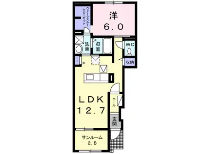 ＪＲ大糸線 北松本駅 徒歩38分 2階建 築10年(1LDK/1階)の間取り写真