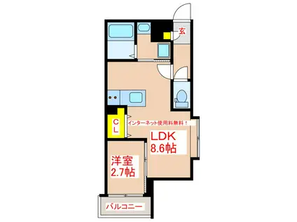 アベリア(1LDK/2階)の間取り写真