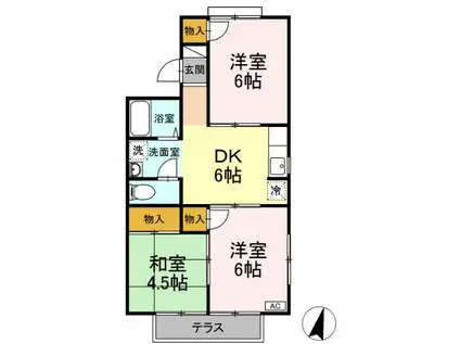 セジュール南吉方 A棟(3DK/1階)の間取り写真