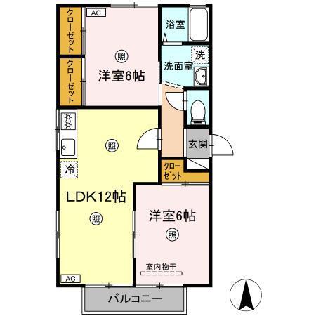 楠小路 C棟(2LDK/2階)の間取り写真