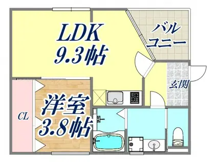 ピスタ武庫川(1LDK/2階)の間取り写真