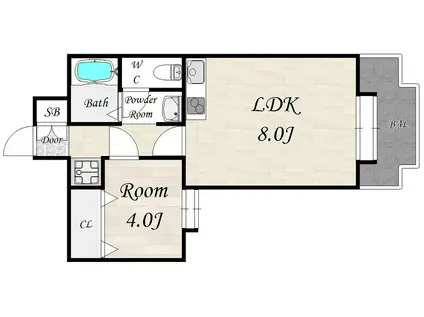 ブランコート豊中(1DK/6階)の間取り写真