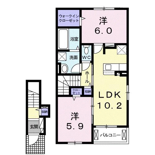 ル ボヌール赤穂I(2LDK/2階)の間取り写真