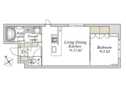 ラドゥセール浅草橋(1LDK/6階)の間取り写真