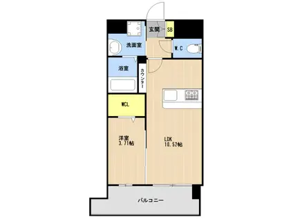 LIBTH美栄橋(1LDK/11階)の間取り写真