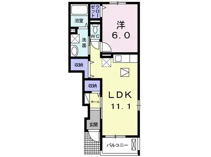 インノバール(1LDK/1階)の間取り写真