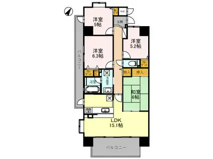 泉大津 1番館(4LDK/11階)の間取り写真
