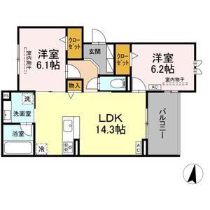 グランボヌール(2LDK/2階)の間取り写真