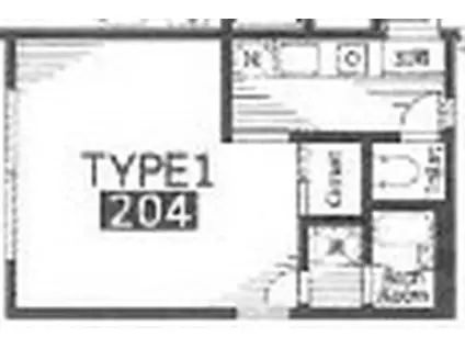 山王ヒルズ(1K/2階)の間取り写真