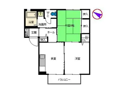 メゾンかわばたII(2DK/1階)の間取り写真