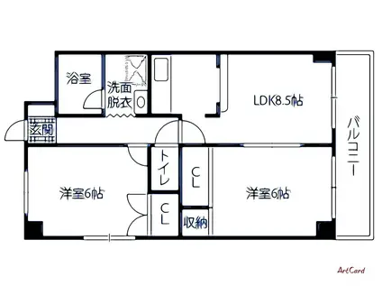 リブレ若草(2LDK/5階)の間取り写真
