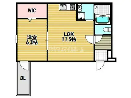 JTガーデン徳庵(1LDK/2階)の間取り写真