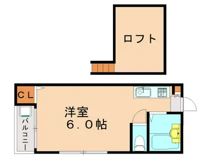 アルファピネン博多(1K/2階)の間取り写真